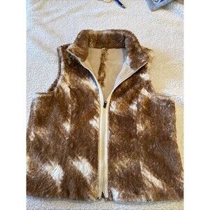 Ariat Faux Fur Shearling Reversible Full Zip Vest Tan Brown Women's (measurmts)